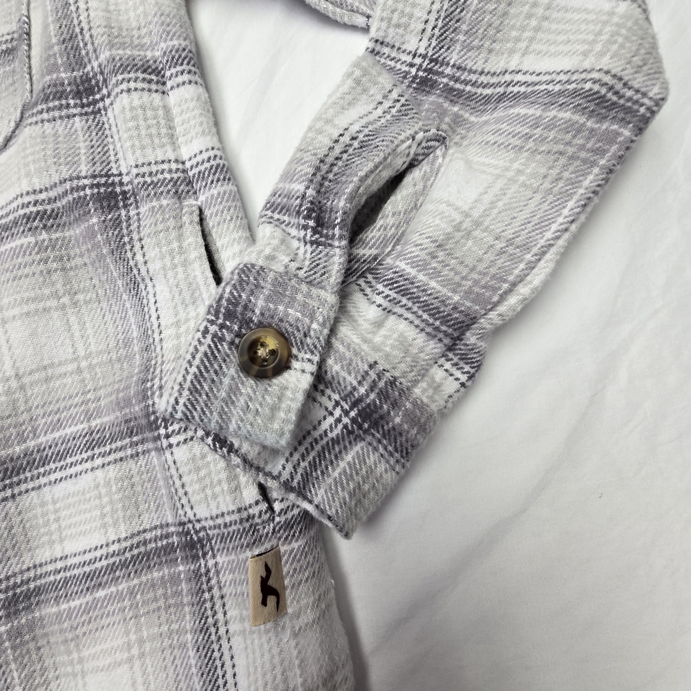 Hollister Shacket Boyfriend Fit Women's Gray Plaid Flannel Shirt XS [65] - Picture 6 of 10